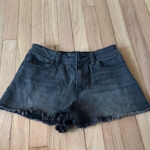 Classic Black Frayed Hem Jean Shorts